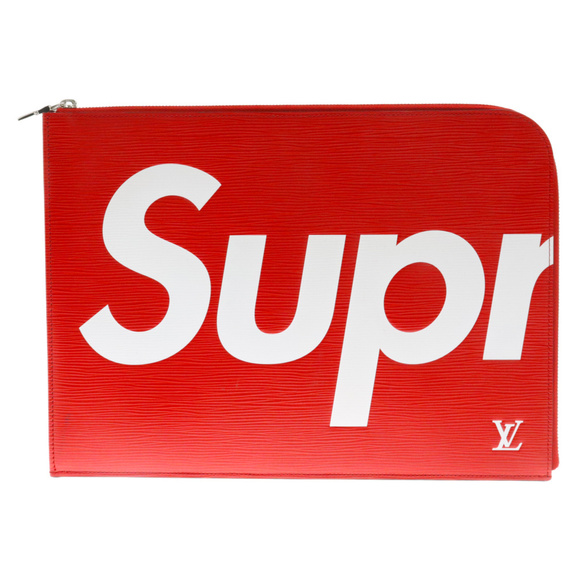 Supreme X Louis Vuitton Epi Pochette Jour Gm Clutch Bag Leather Red - Picture 1 of 6